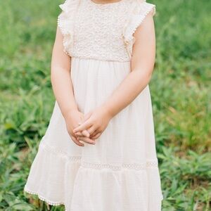 Cream Lace Ruffle Dress for Girls